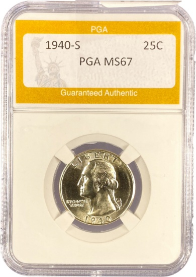 1940-S Washington Quarter PGA MS67