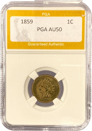 1859 Indian Head Cent PGA AU50