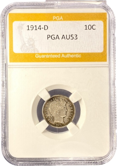 1914-D Barber Dime PGA AU53