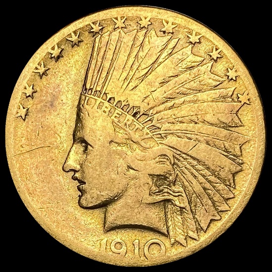 1910-S Indian Head $10 Gold Eagle NICELY CIRCULATED