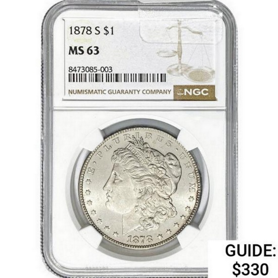 1878-S Morgan Silver Dollar  MS63