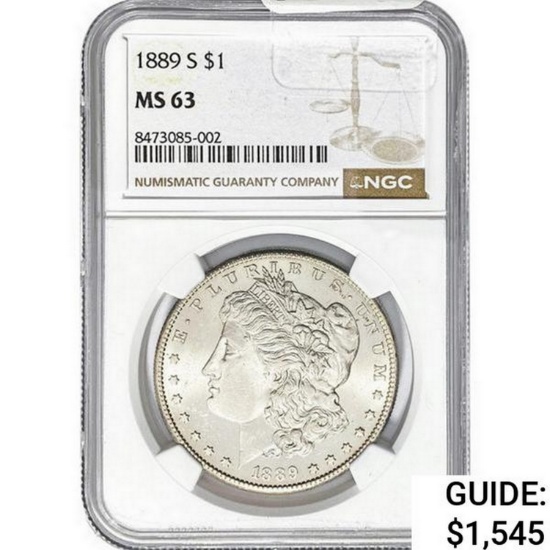 1889-S Morgan Silver Dollar  MS63