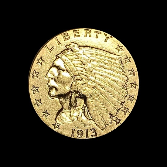 1913 Indian Head Gold $2.50 Quarter Eagle CLOSELY UNCIRCULATED