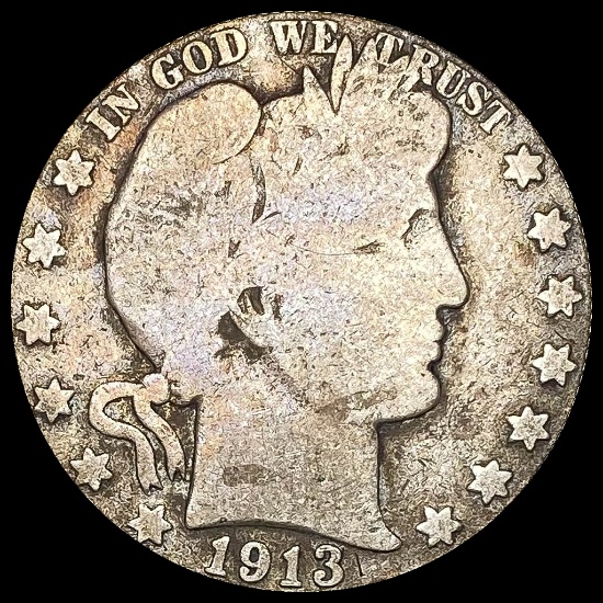 1913 Silver Half Dollar Barber NICELY CIRCULATED