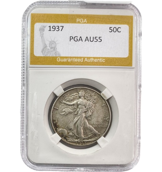 1937 Walking Liberty Half Dollar PGA AU55