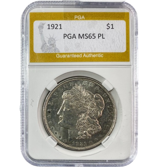 1921 Morgan Silver Dollar PGA MS65 PL