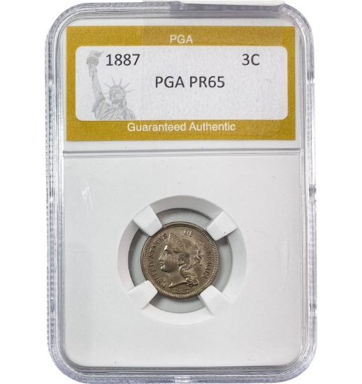 1887 3 Cent Nickel PGA PR65
