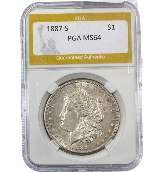 1887-S Morgan Silver Dollar PGA MS64