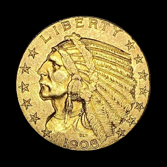 1908 Indian Head Half Eagle $5 Gold CLOSELY UNCIRCULATED