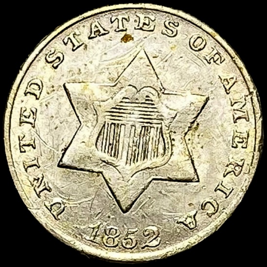 1852 Silver Three-Cent Piece NEARLY UNCIRCULATED