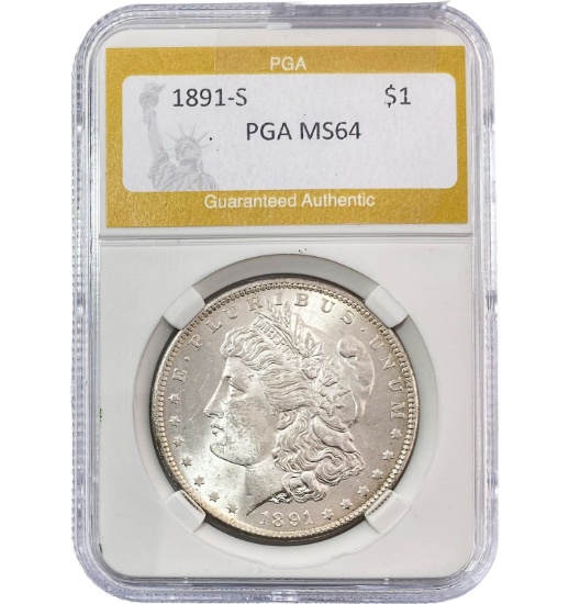 1891-S Morgan Silver Dollar PGA MS64
