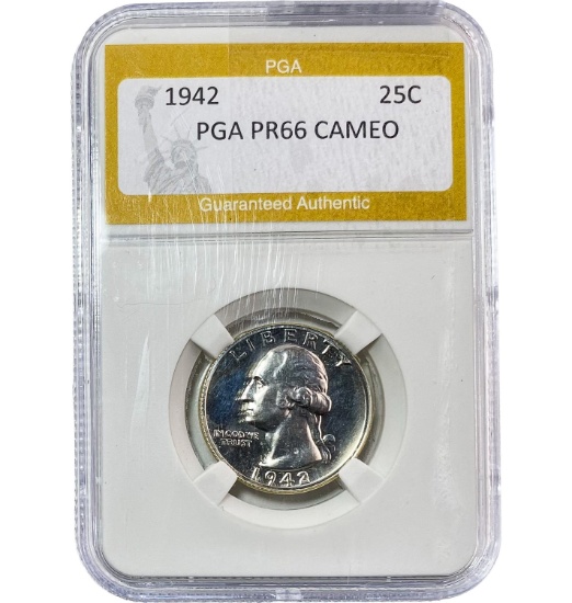 1942 25C Washington Quarter PGA PR66 CAM