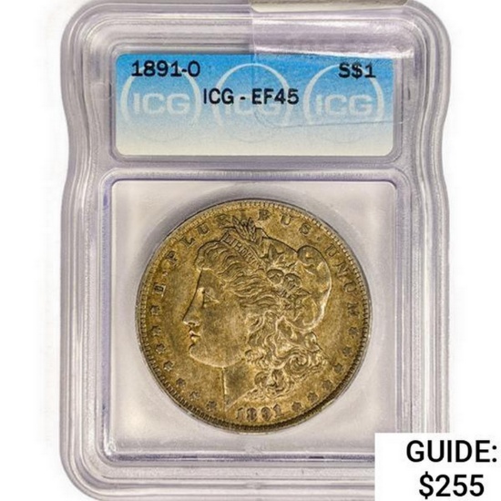 1891-O Morgan Silver Dollar ICG EF45