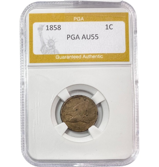 1858 Flying Eagle Cent PGA AU55