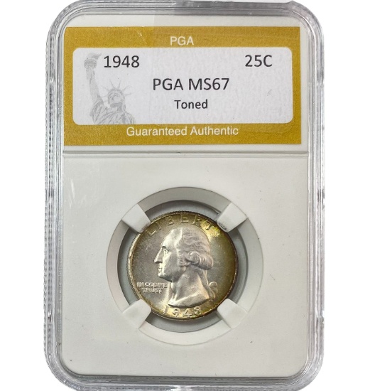 1948 25C Washington PGA MS67 Toned