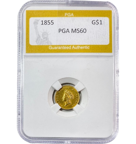 1855 Gold Dollar Indian Princess Type 2 PGA MS60