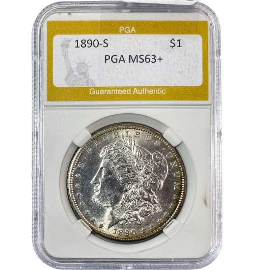 1890-S Morgan Silver Dollar PGA MS63+