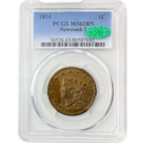 1816 Newcomb 2 Coronet Head Large Cent PCGS MS63 BN CAC