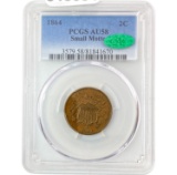 1864 Sm Motto Two Cent Piece PCGS AU58 CAC