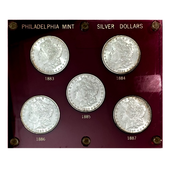 1883-1887 GEM BU Morgan Silver Dollar Set [5 Coins]