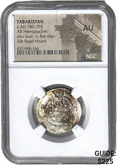 Tabaristan c.AD 780-793 Silver Hemidrachm NGC AU