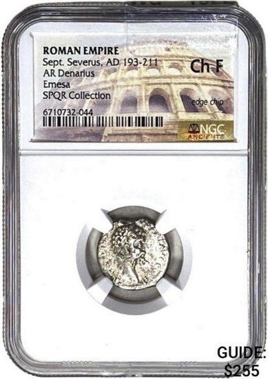 Roman Sept. Severus AD 193-211 Silver Denarius NGC Ch F
