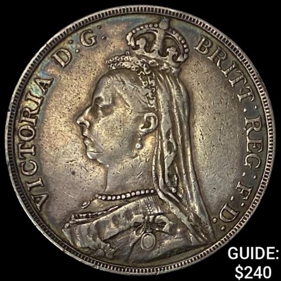 1891 Great Britain Silver Crown Victoria NEARLY UNCIRCULATED