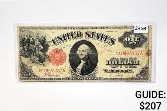 1917 $1 United states Large Note- Red Seal