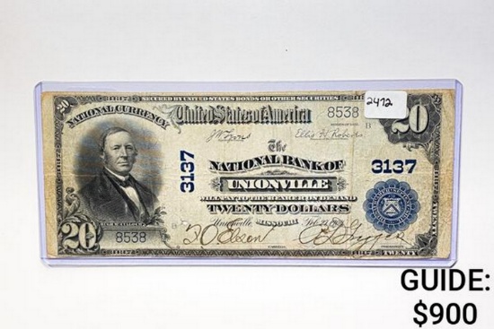1904 $20 National Banknote-Bank of Unionville, MO