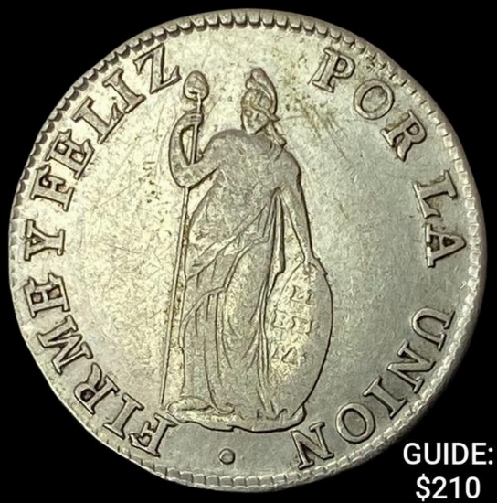 1835 Cuzco Peru Silver 2 Reales CHOICE AU