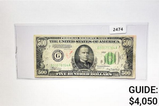 1934 $500 Federal Reserve Note- Bank of Chicago