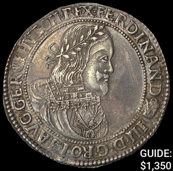 1652 Hungary Silver Taler Ferdinand III CHOICE AU