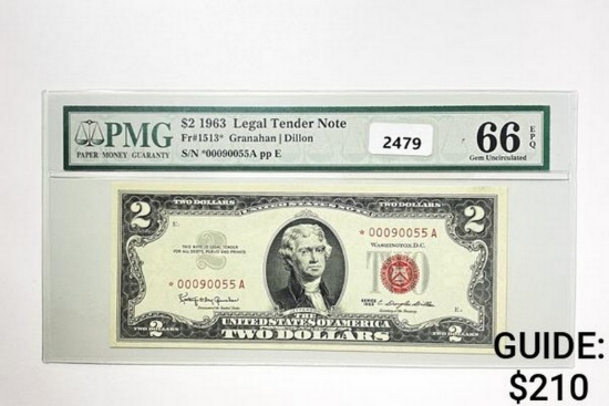 1963 $2 Legal Tender Note PMG 66 EPQ