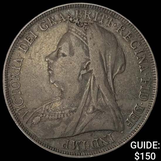1897 Great Britain Silver Crown Victoria NEARLY UNCIRCULATED