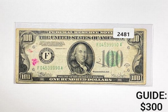 1934C $100 Federal Reserve Note-Bank of Atlanta