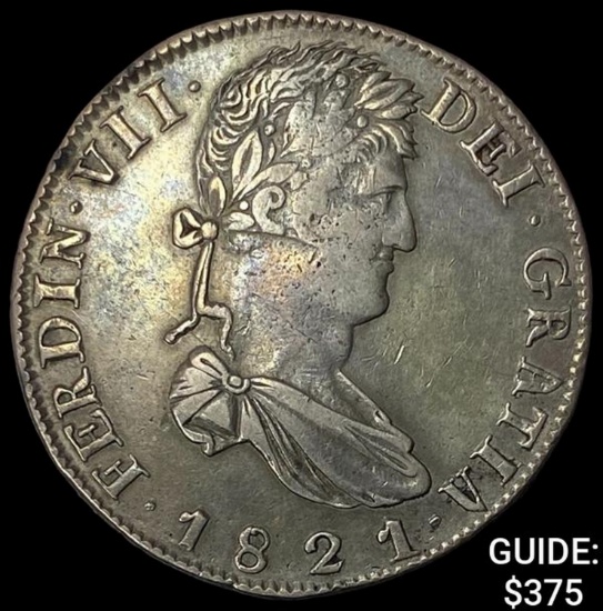 1821Zs RG Mexico Silver 8 Reales Zacatecas NEARLY UNCIRCULATED