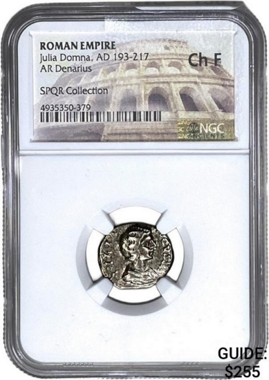 Roman Julia Domna, AD 193-217 Silver Denarius NGC Ch F