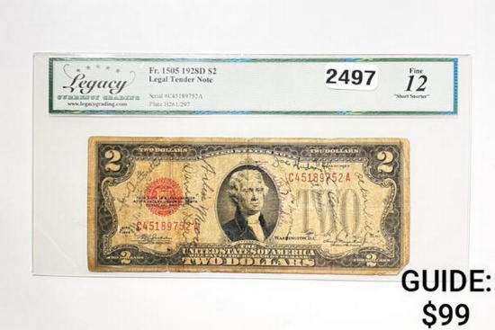 1928D $2 United States Legal Tender Note LCG 12 F