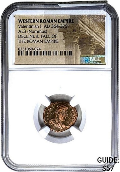 West Roman Valentinian I, AD 364-375 AE3 Nummus NGC