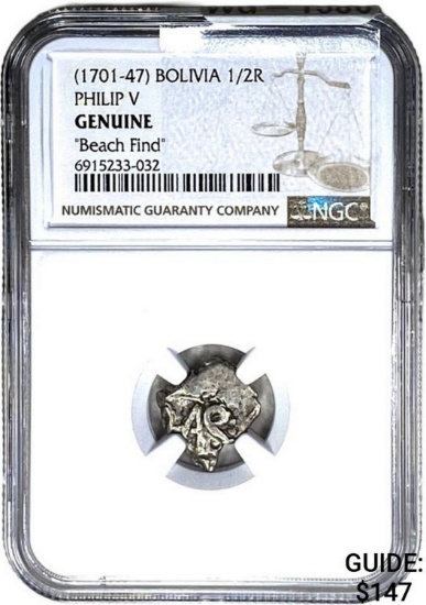 [1701-47] BOLIVIA 1/2R NGC GENUINE