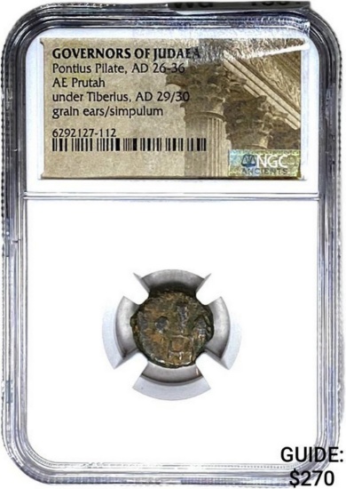 Judaea Pontius Pilate, AD 26-36 AE Prutah NGC