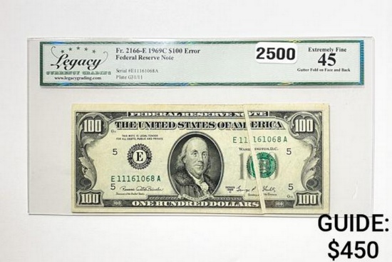 1969C $100 Federal Reserve Note-Virgina LCG 45 EF