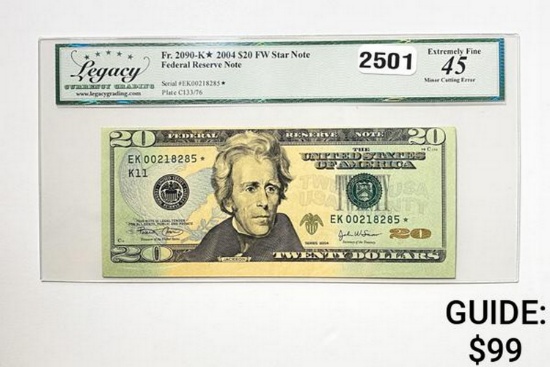 2004 $20 Federal Reserve Note-FW Star LCG 45 EF