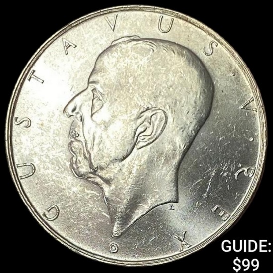 1938 Sweden Silver 2 Kroner UNCIRCULATED