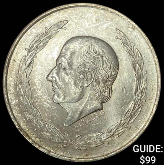 1953-M Mexico Silver 5 Peso Hildalgo UNCIRCULATED