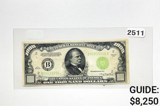 1934 $1000 Federal Reserve Note-New York