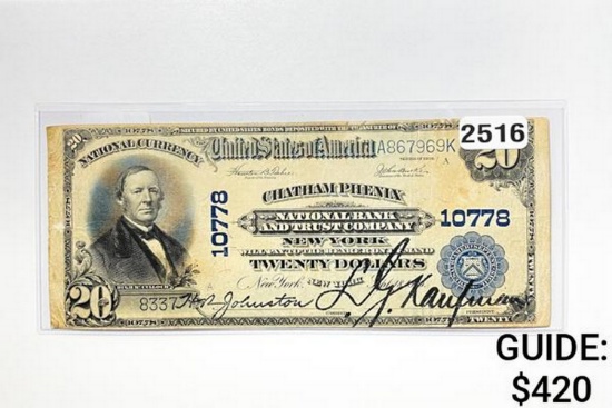 1902 $20 Nat. Currency-Chatham Phenix Bank of NY