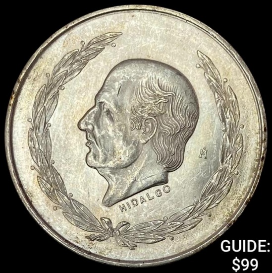1951-M Mexico Silver 5 Peso Hildalgo UNCIRCULATED
