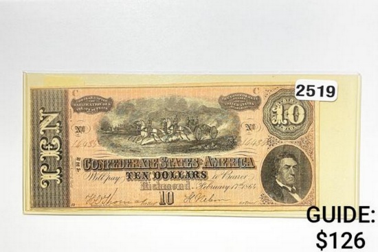 1864 $10 Confederate States of America Note