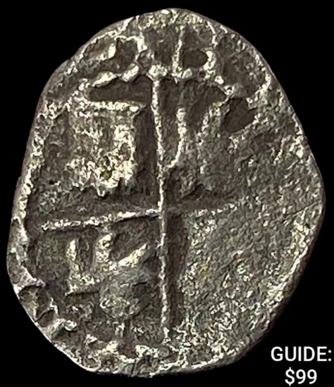 1500s-1600s Spanish Empire Silver 1/2 Reales Cob  NEARLY UNCIRCULATED